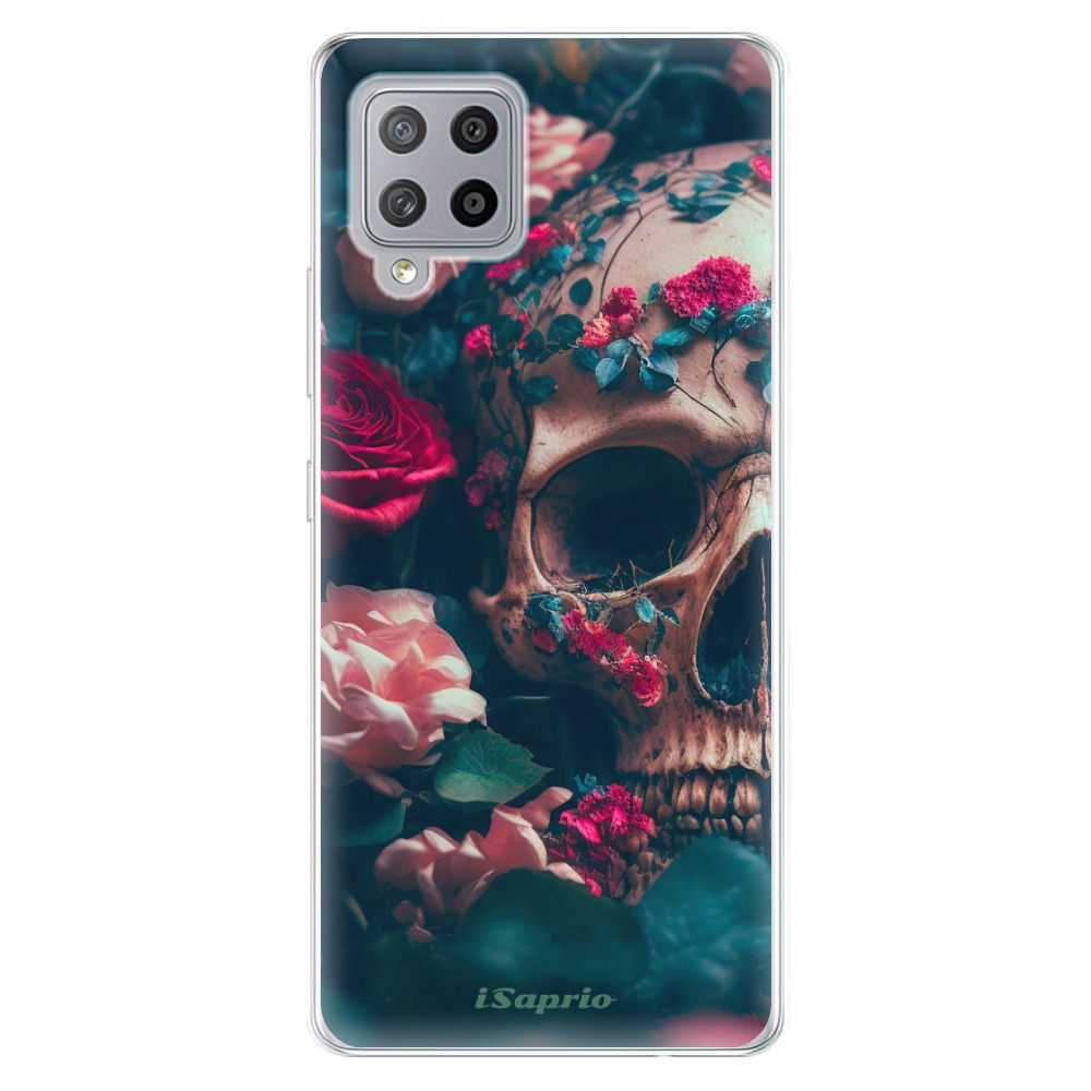 Odolné silikónové puzdro iSaprio - Skull in Roses - Samsung Galaxy A42