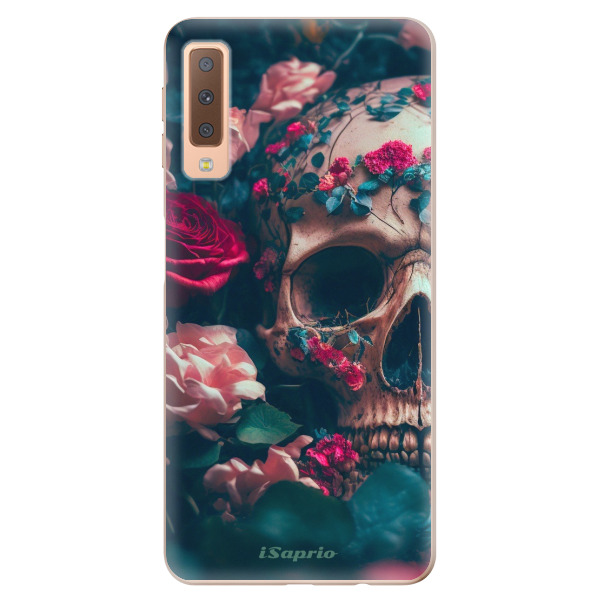 Odolné silikónové puzdro iSaprio - Skull in Roses - Samsung Galaxy A7 (2018)