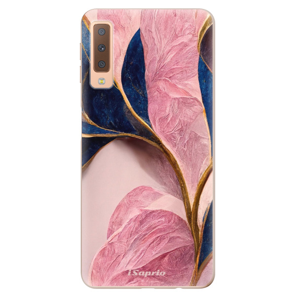 Odolné silikónové puzdro iSaprio - Pink Blue Leaves - Samsung Galaxy A7 (2018)