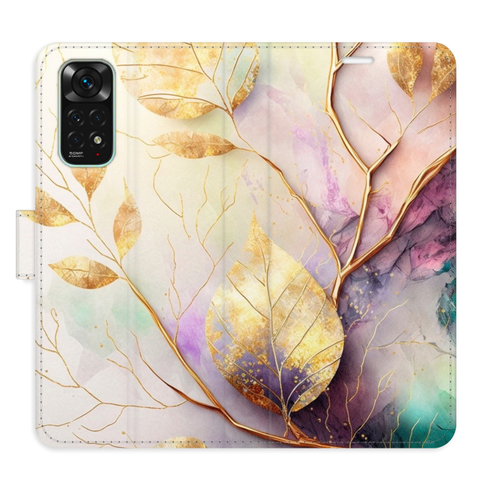 Flipové puzdro iSaprio - Gold Leaves 02 - Xiaomi Redmi Note 11 / Note 11S