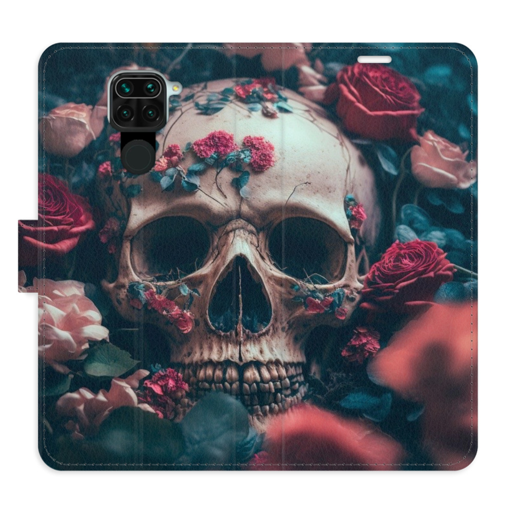 Flipové puzdro iSaprio - Skull in Roses 02 - Xiaomi Redmi Note 9