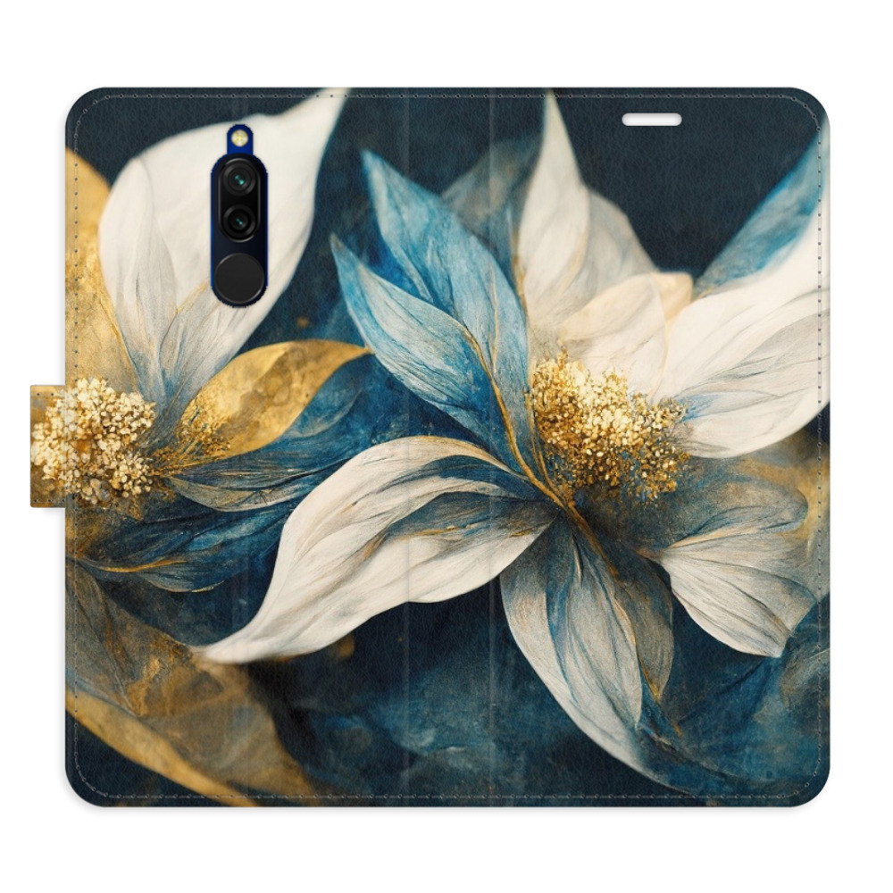 Flipové puzdro iSaprio - Gold Flowers - Xiaomi Redmi 8