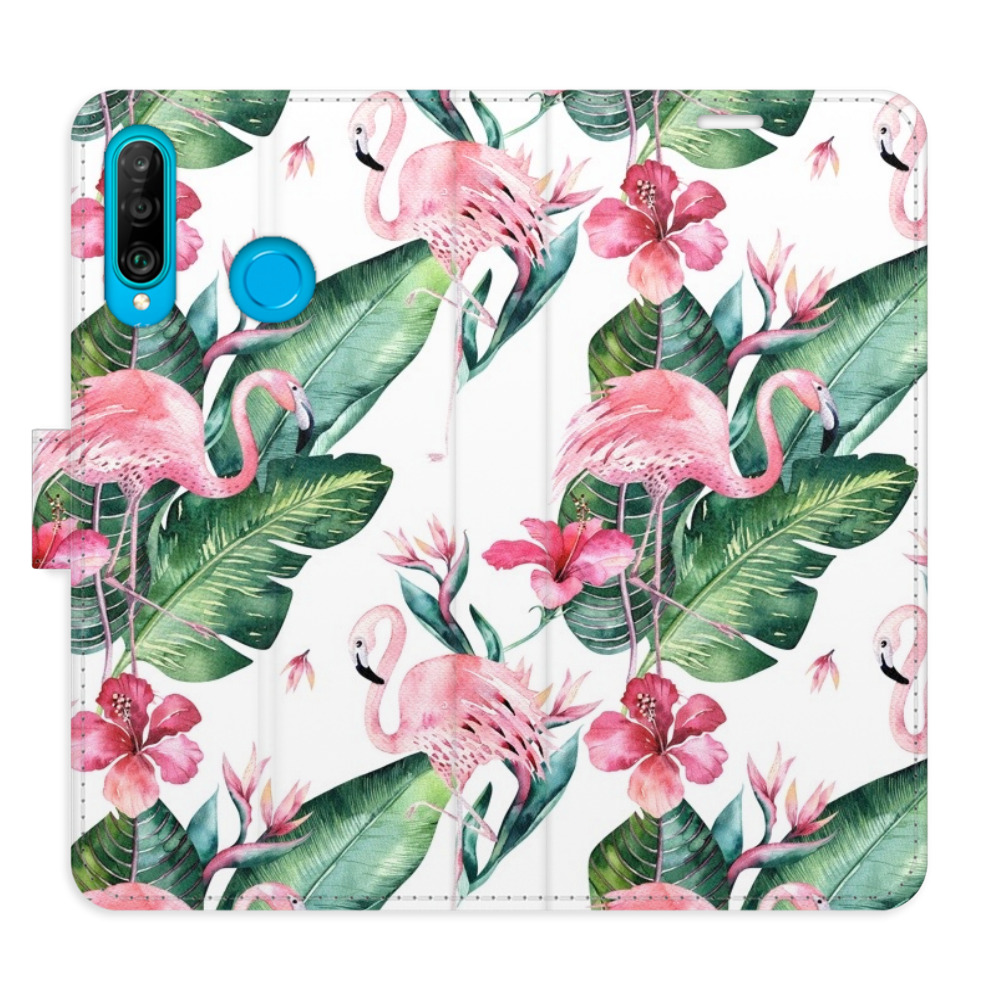 Flipové puzdro iSaprio - Flamingos Pattern - Huawei P30 Lite