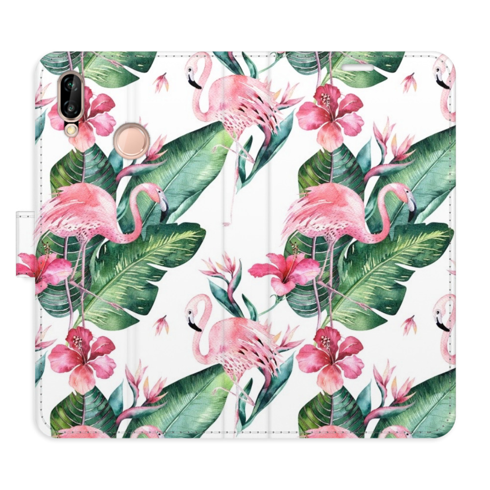 Flipové puzdro iSaprio - Flamingos Pattern - Huawei P20 Lite