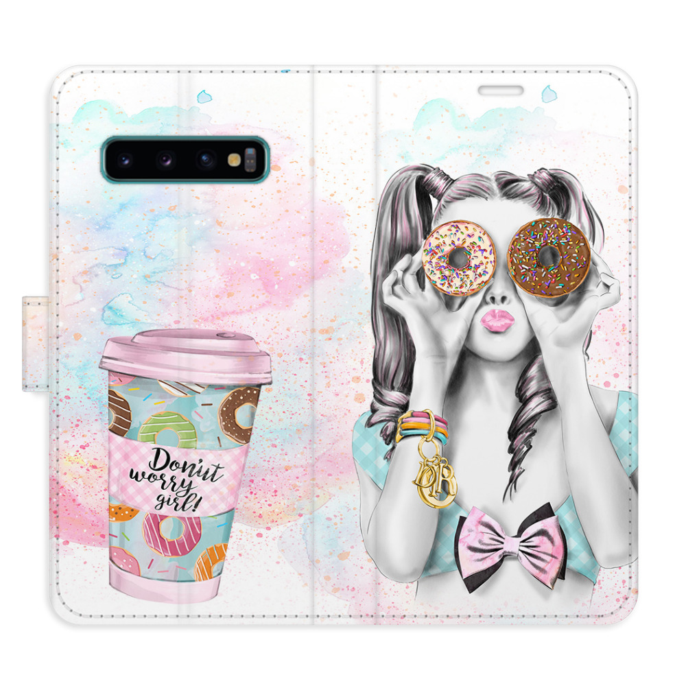 Flipové puzdro iSaprio - Donut Worry Girl - Samsung Galaxy S10