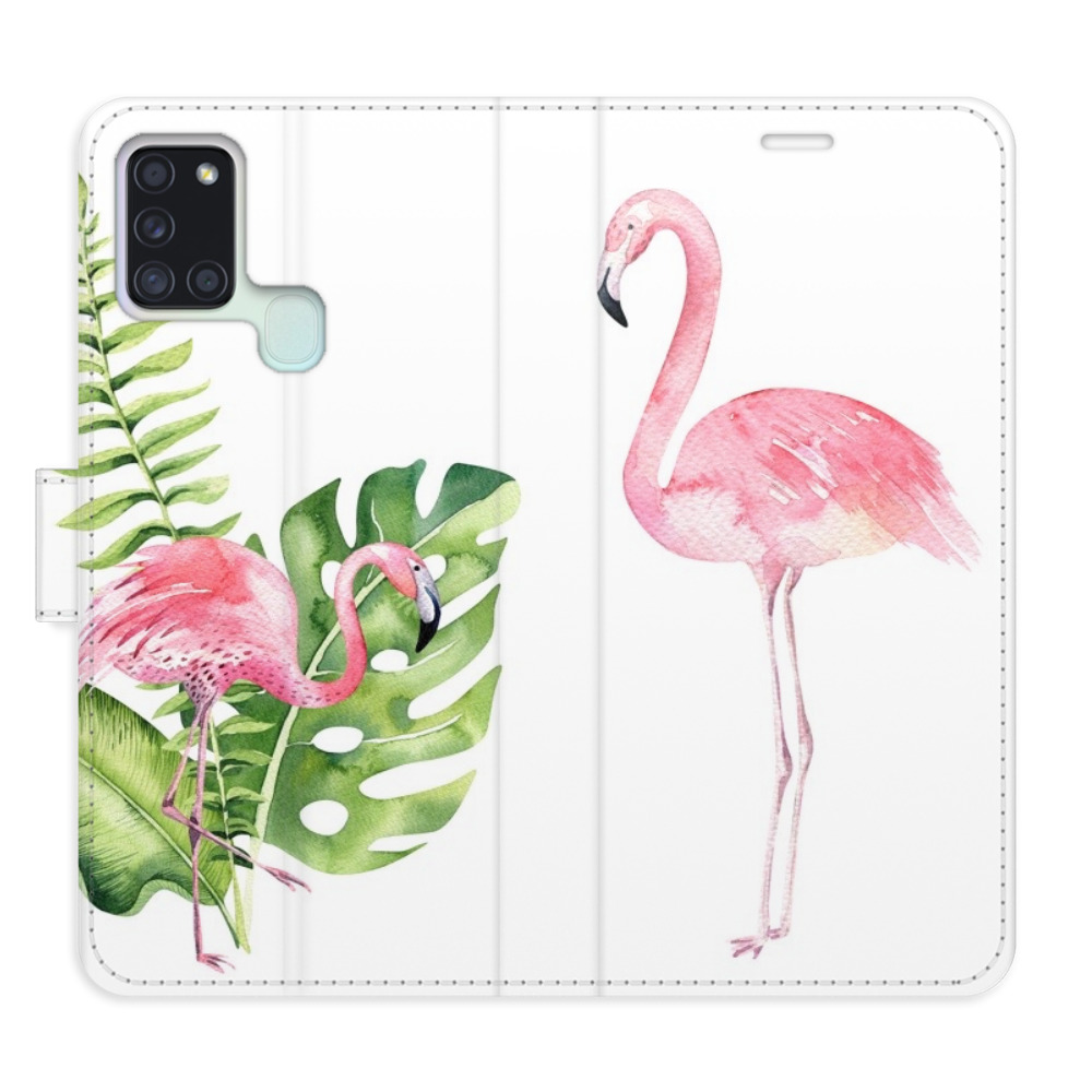 Flipové puzdro iSaprio - Flamingos - Samsung Galaxy A21s