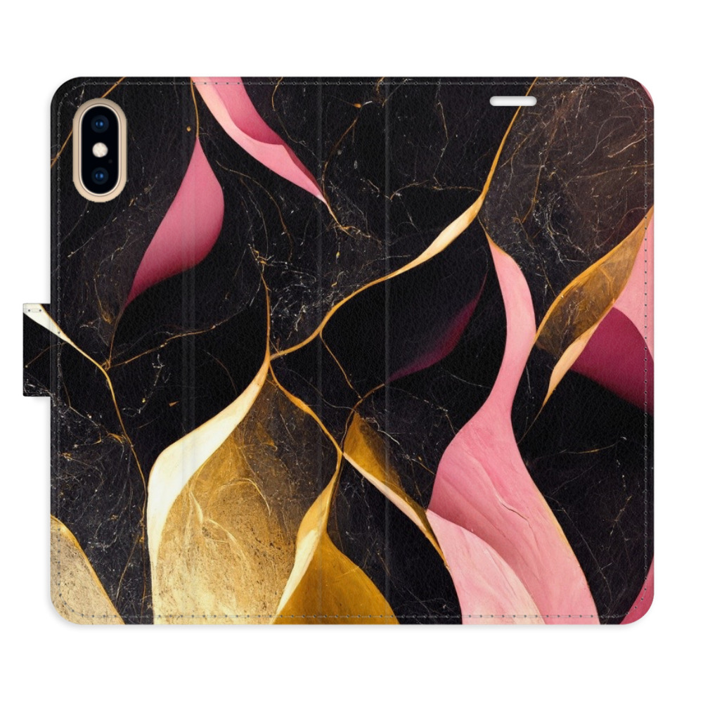 Flipové puzdro iSaprio - Gold Pink Marble 02 - iPhone X/XS