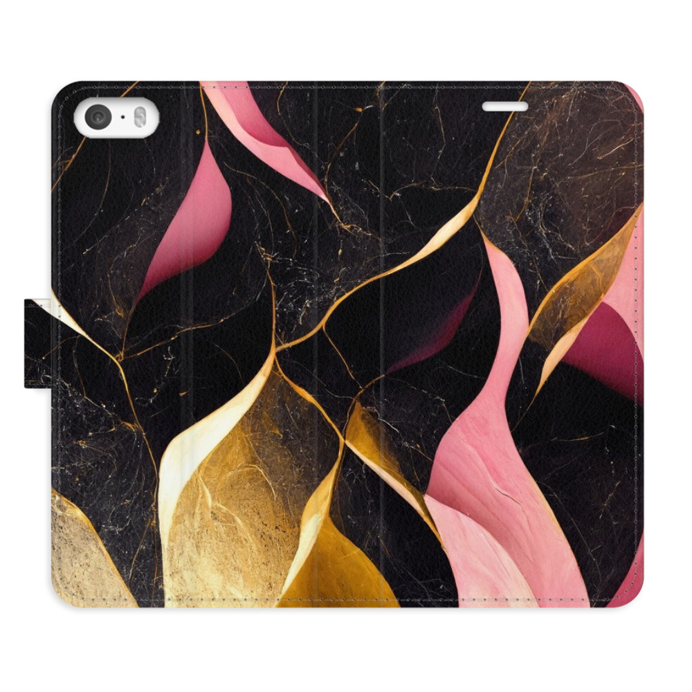 Flipové puzdro iSaprio - Gold Pink Marble 02 - iPhone 5/5S/SE
