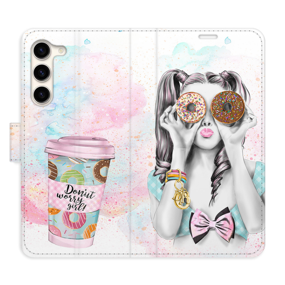 Flipové puzdro iSaprio - Donut Worry Girl - Samsung Galaxy S23+ 5G