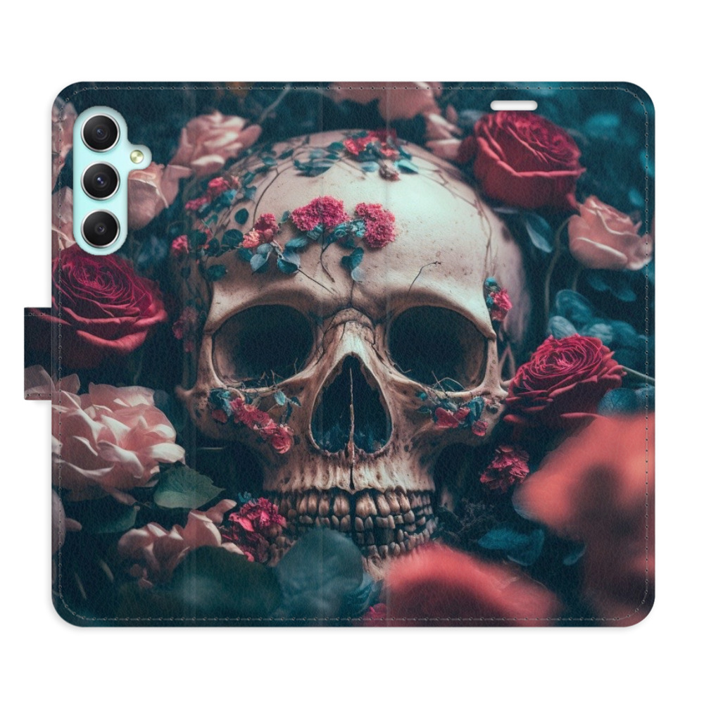 Flipové puzdro iSaprio - Skull in Roses 02 - Samsung Galaxy A34 5G
