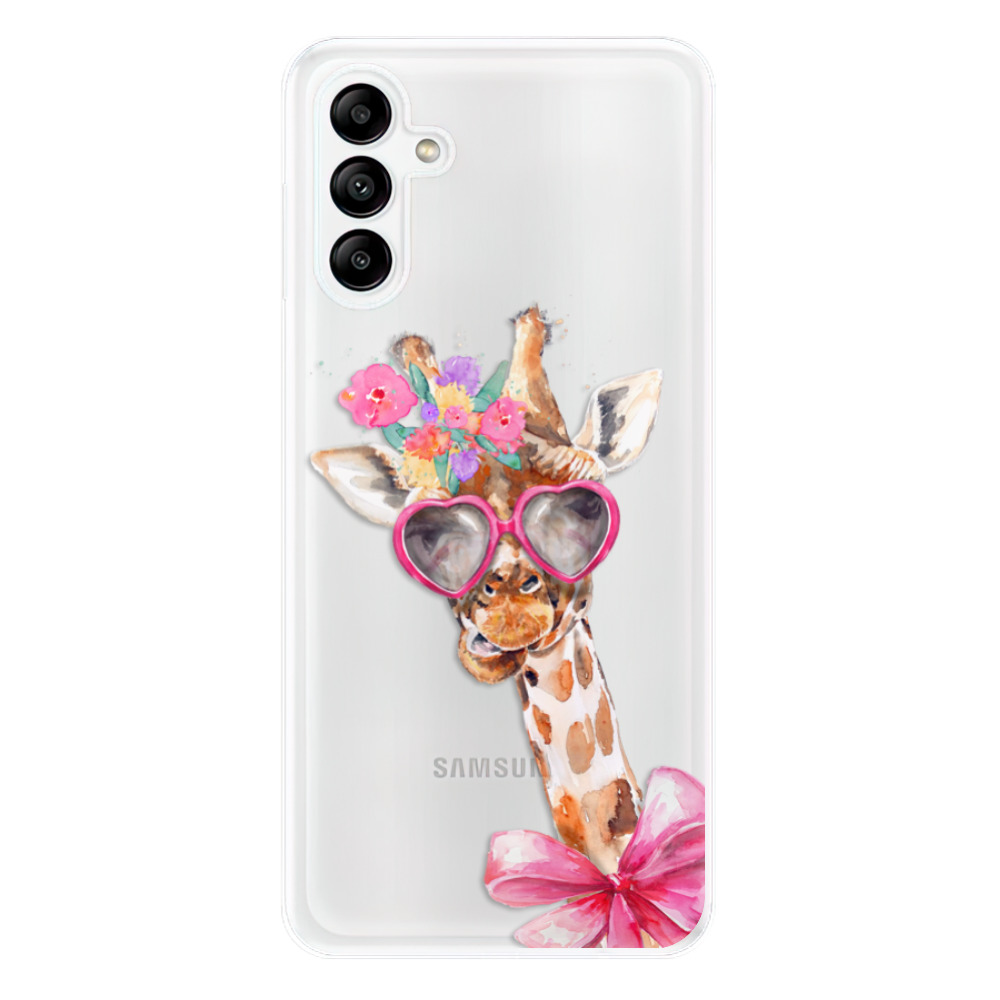 Odolné silikónové puzdro iSaprio - Lady Giraffe - Samsung Galaxy A04s