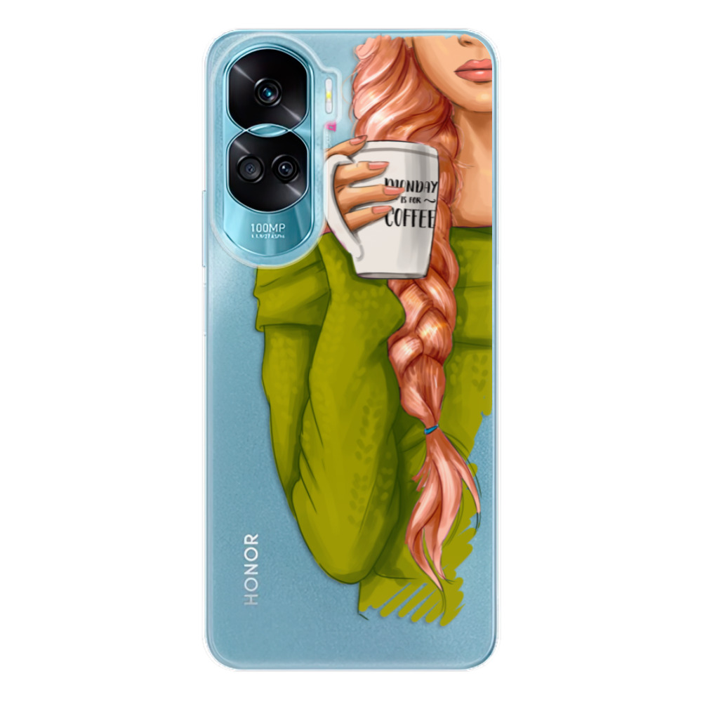 Odolné silikónové puzdro iSaprio - My Coffe and Redhead Girl - Honor 90 Lite 5G