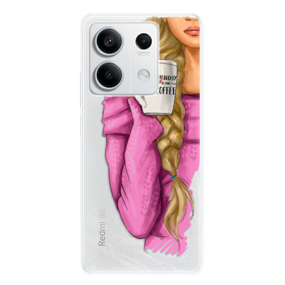 Odolné silikónové puzdro iSaprio - My Coffe and Blond Girl - Xiaomi Redmi Note 13 5G