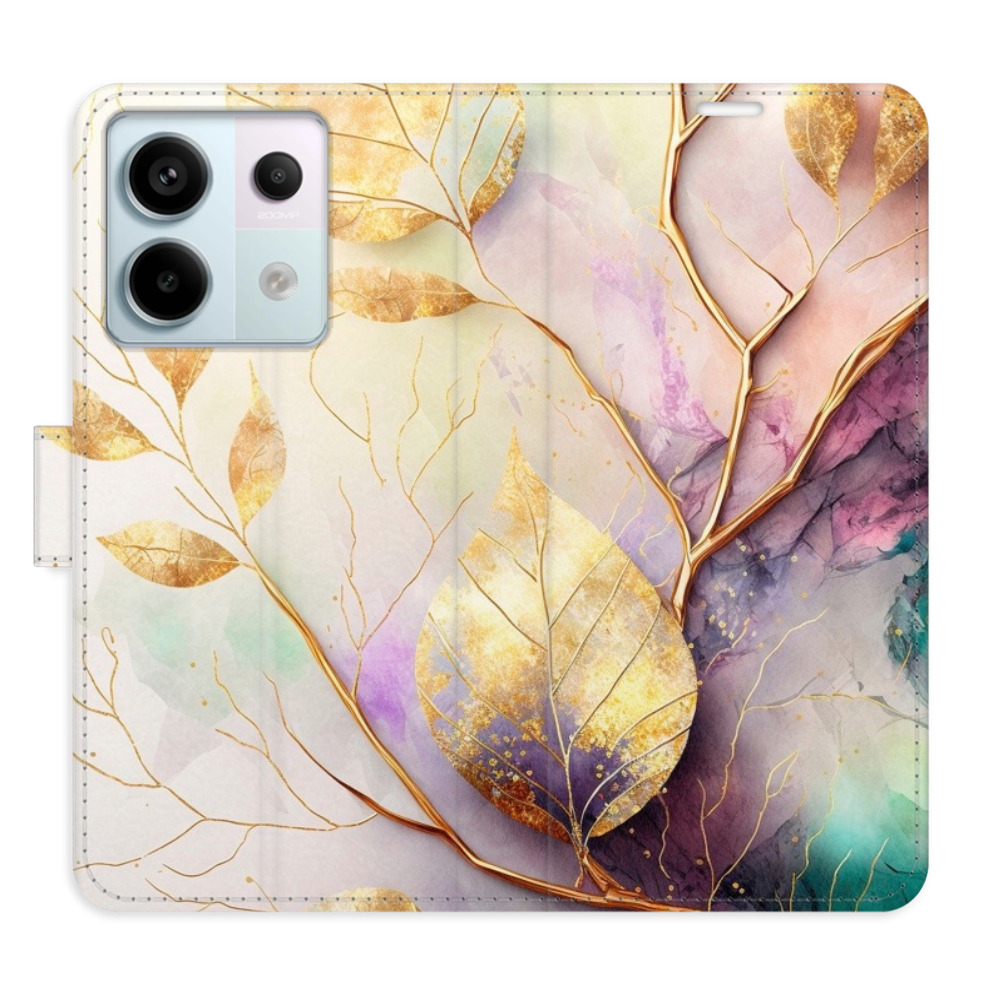 Flipové puzdro iSaprio - Gold Leaves 02 - Xiaomi Redmi Note 13 Pro+ 5G