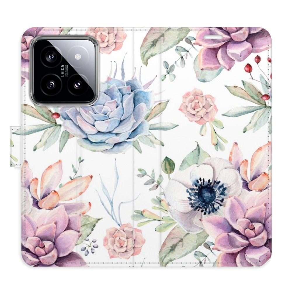 Flipové puzdro iSaprio - Succulents Pattern - Xiaomi 14