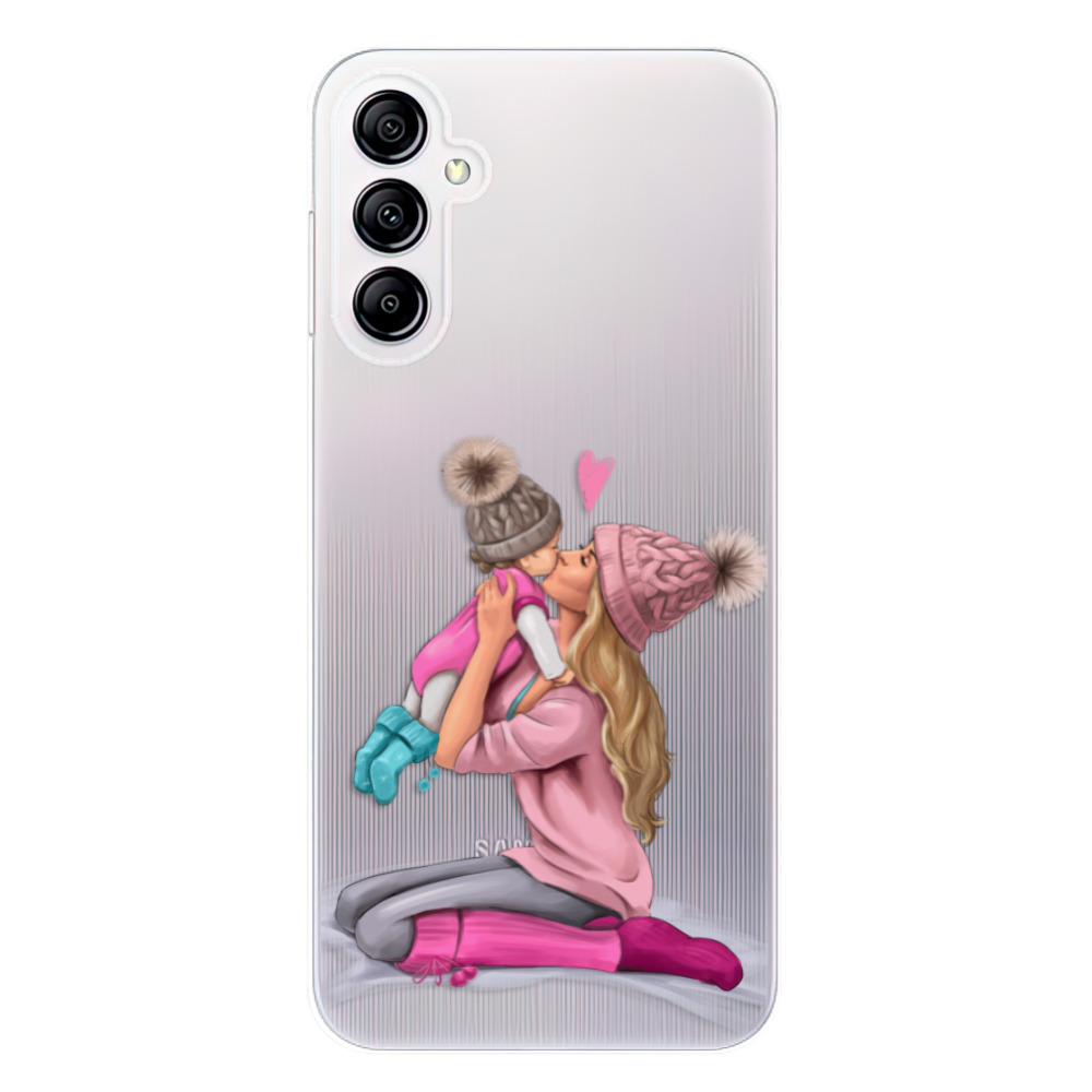 Odolné silikónové puzdro iSaprio - Kissing Mom - Blond and Girl - Samsung Galaxy A14 / A14 5G