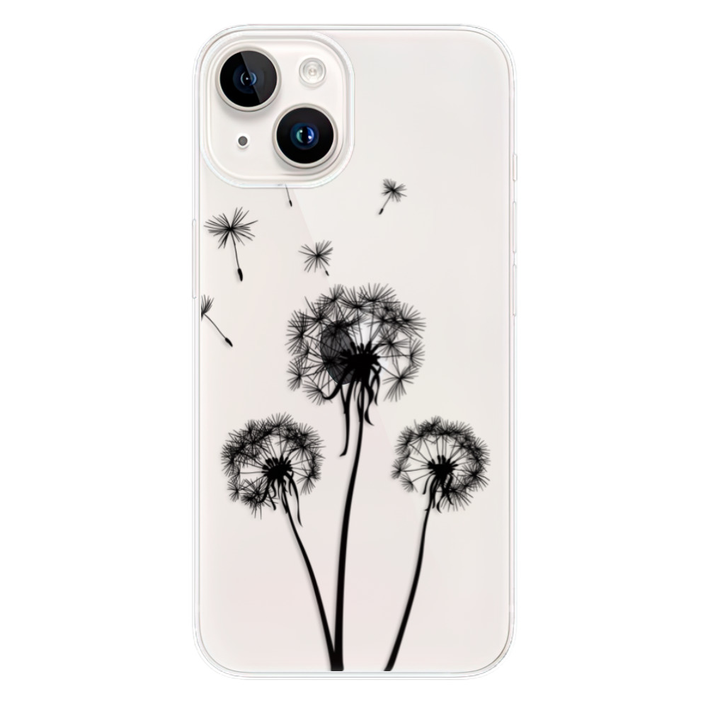 Odolné silikónové puzdro iSaprio - Three Dandelions - black - iPhone 15