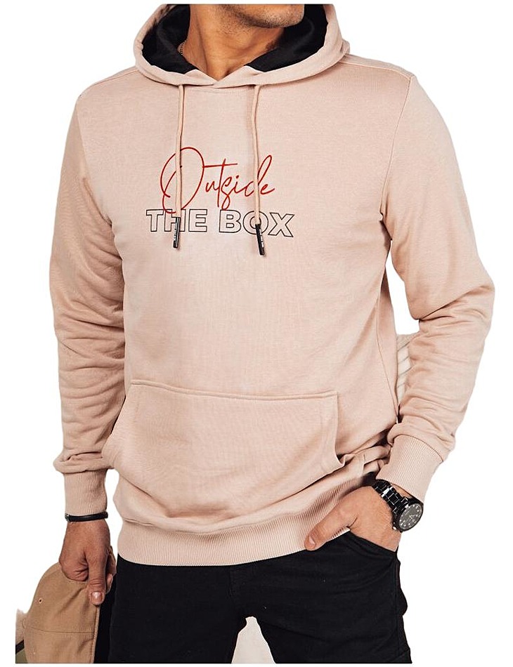 Béžová mikina s potlačou na chrbte