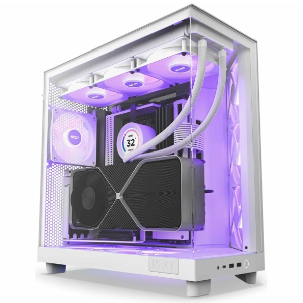 NZXT case H6 Flow RGB  3x120 mm fan  glass  mesh panel  white CC-H61FW-R1