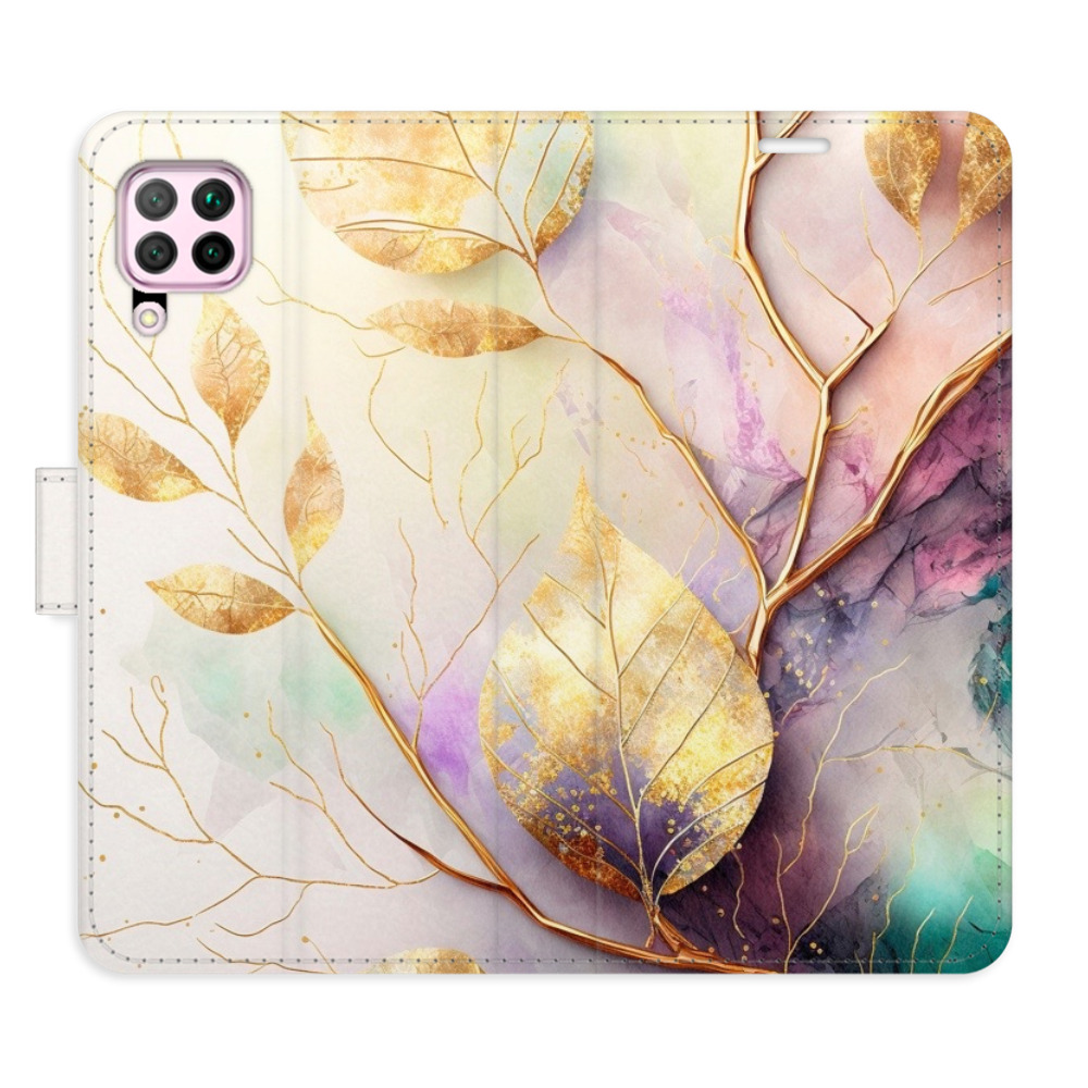 Flipové puzdro iSaprio - Gold Leaves 02 - Huawei P40 Lite