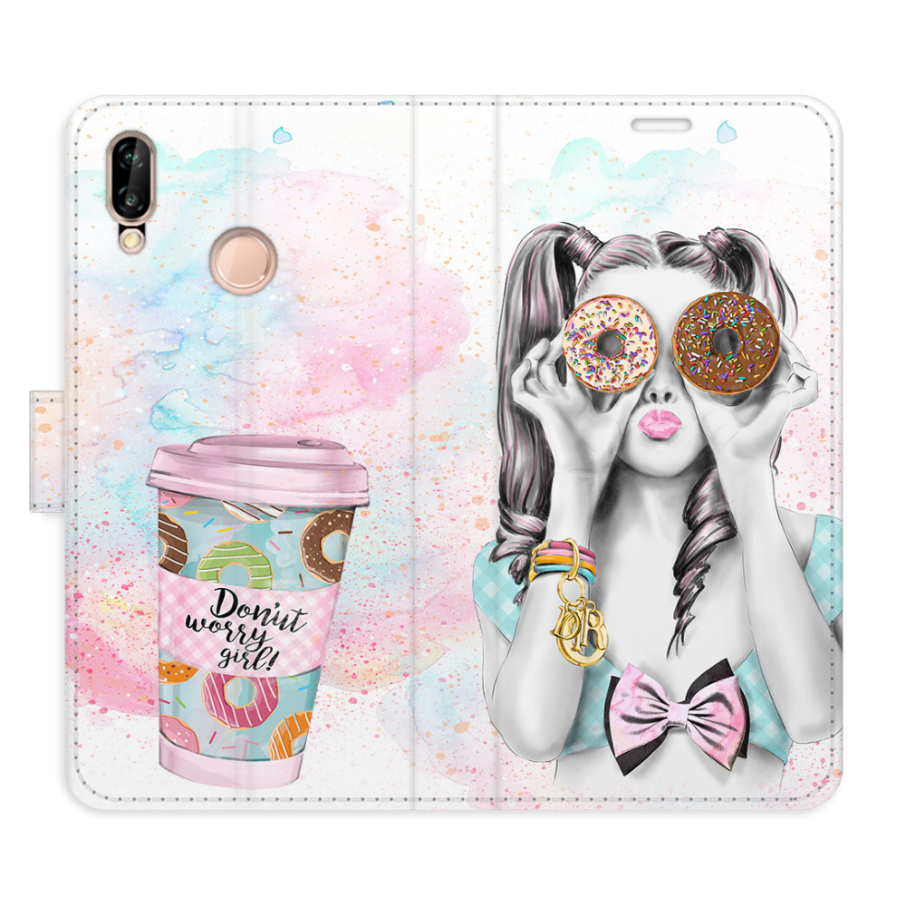 Flipové puzdro iSaprio - Donut Worry Girl - Huawei P20 Lite