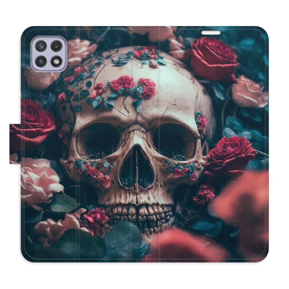 Flipové puzdro iSaprio - Skull in Roses 02 - Samsung Galaxy A22 5G