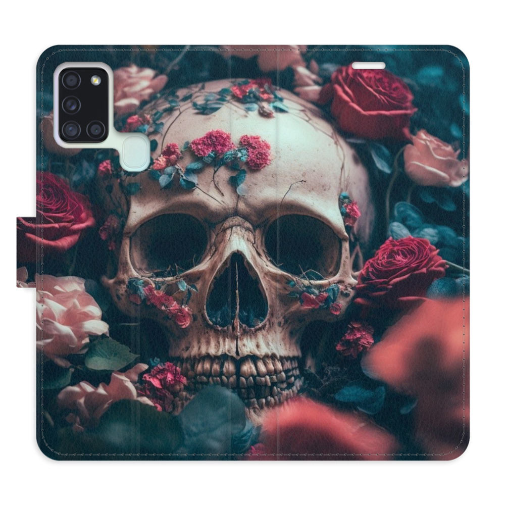 Flipové puzdro iSaprio - Skull in Roses 02 - Samsung Galaxy A21s