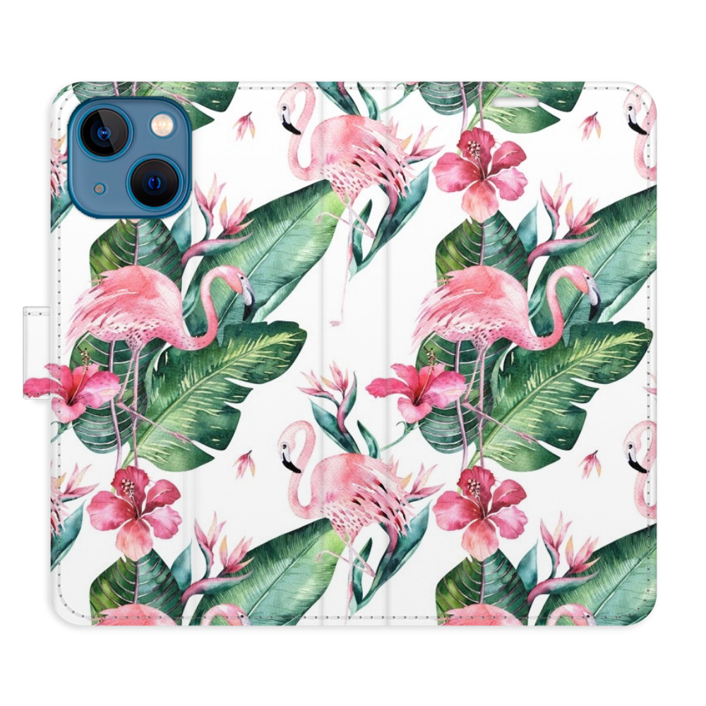 Flipové puzdro iSaprio - Flamingos Pattern - iPhone 13 mini