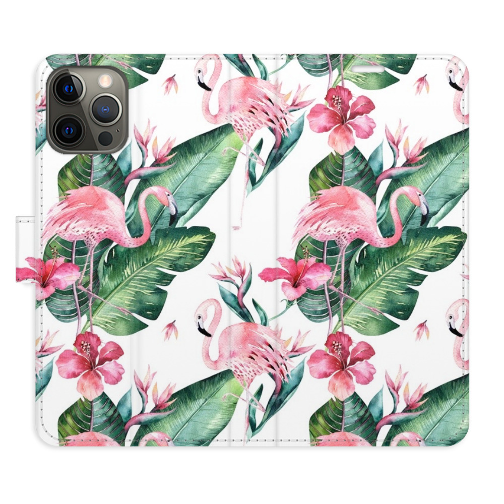 Flipové puzdro iSaprio - Flamingos Pattern - iPhone 12/12 Pro