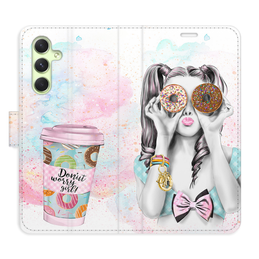 Flipové puzdro iSaprio - Donut Worry Girl - Samsung Galaxy A54 5G