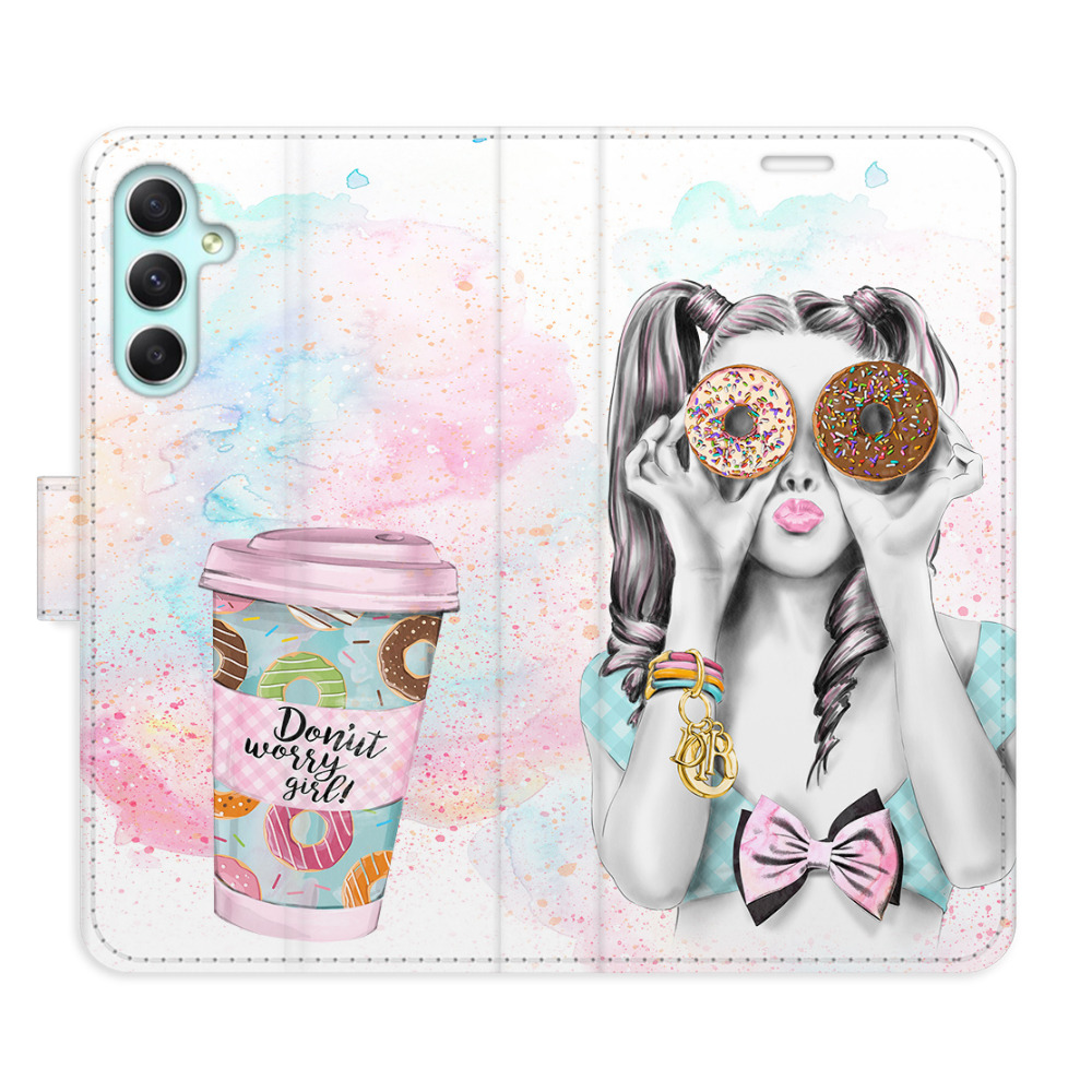 Flipové puzdro iSaprio - Donut Worry Girl - Samsung Galaxy A34 5G
