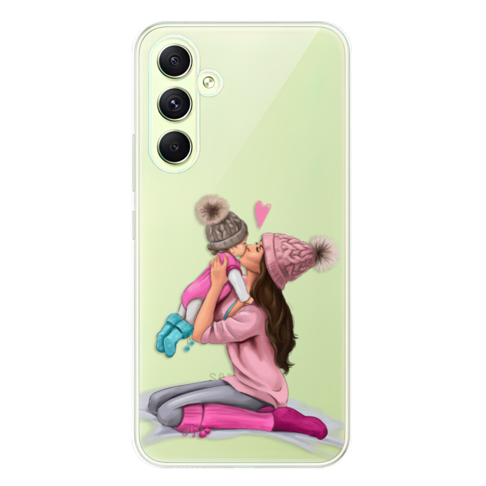 Odolné silikónové puzdro iSaprio - Kissing Mom - Brunette and Girl - Samsung Galaxy A54 5G