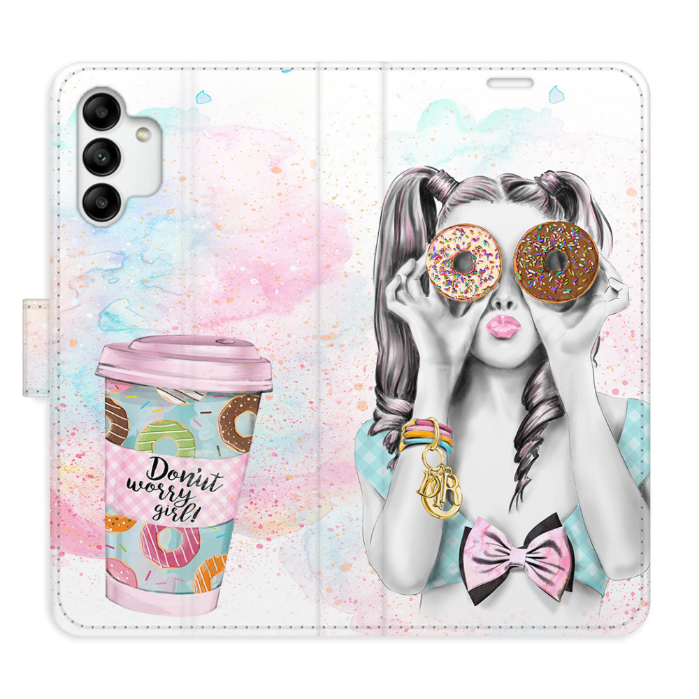 Flipové puzdro iSaprio - Donut Worry Girl - Samsung Galaxy A04s