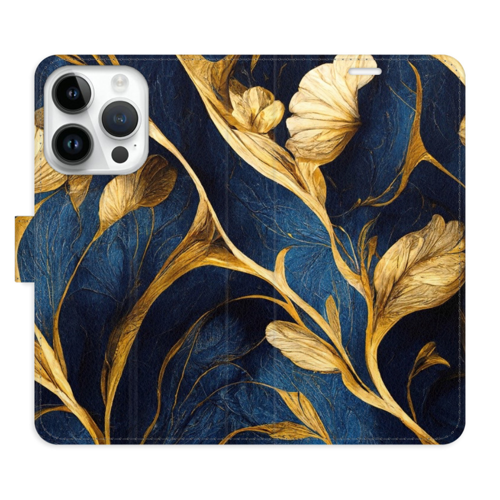 Flipové puzdro iSaprio - GoldBlue - iPhone 15 Pro