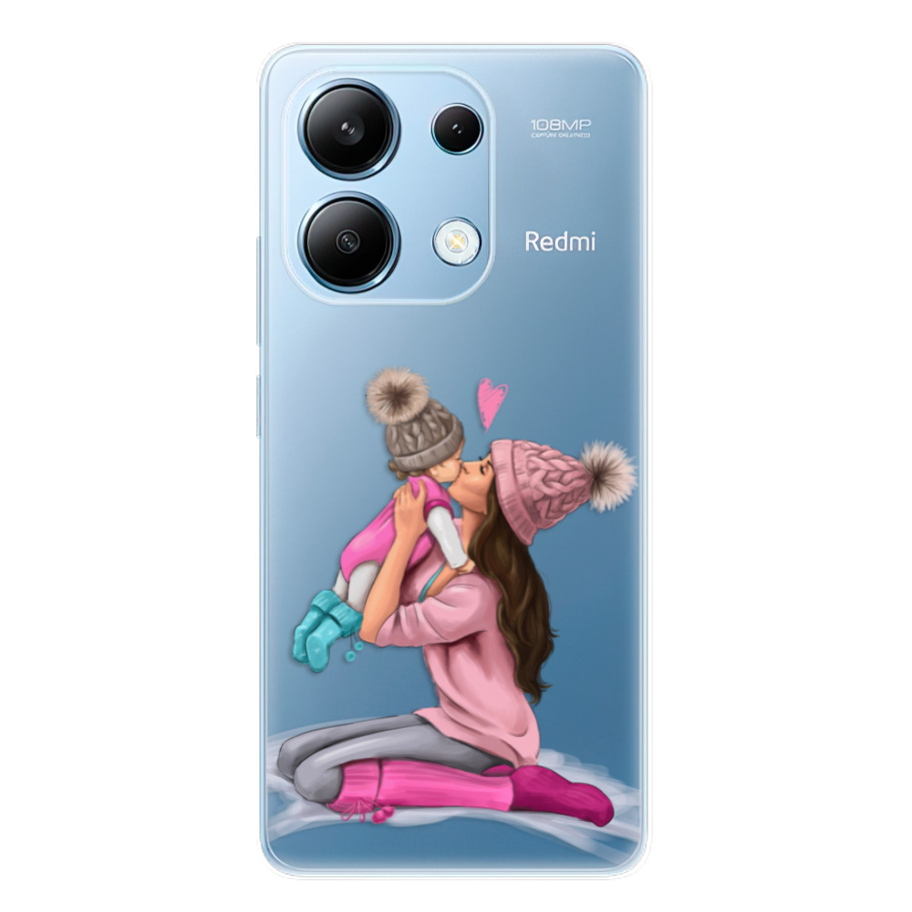 Odolné silikónové puzdro iSaprio - Kissing Mom - Brunette and Girl - Xiaomi Redmi Note 13