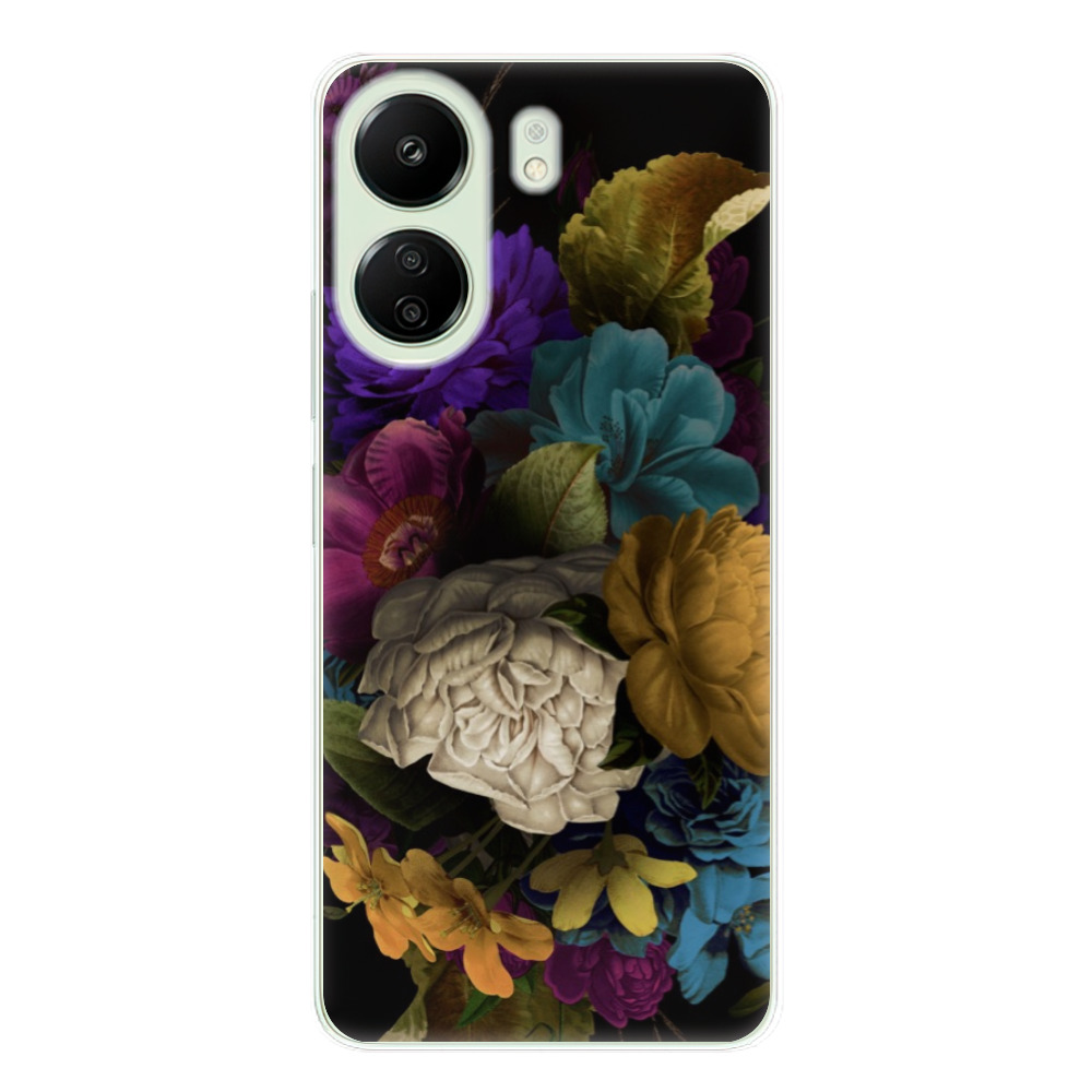 Odolné silikónové puzdro iSaprio - Dark Flowers - Xiaomi Redmi 13C