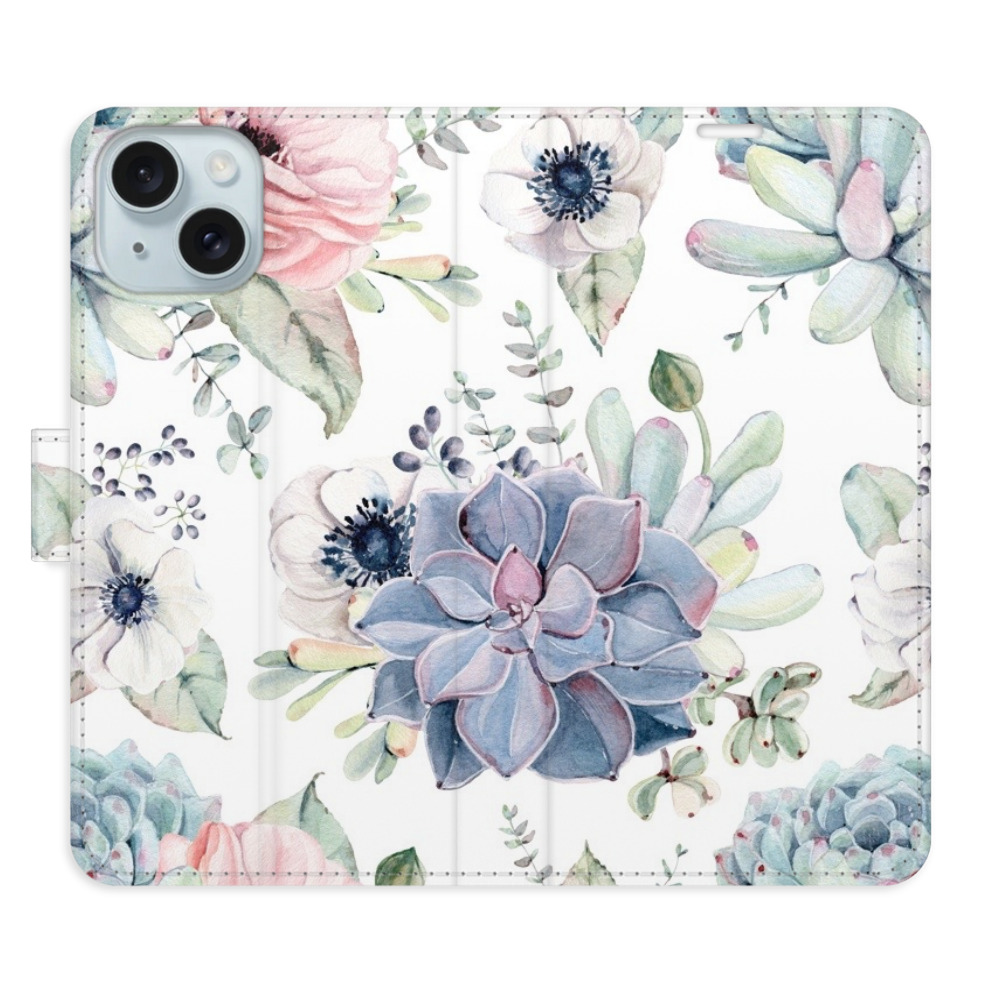 Flipové puzdro iSaprio - Succulents - iPhone 15