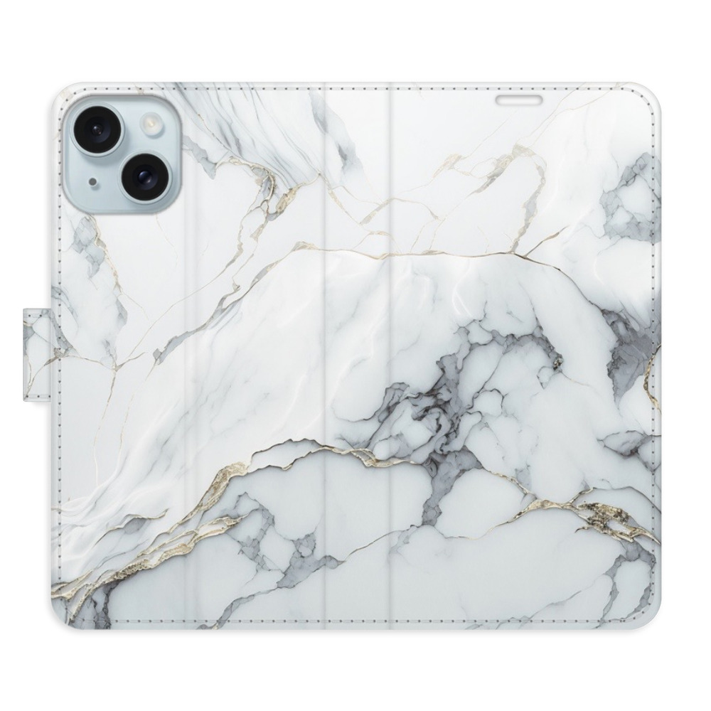 Flipové puzdro iSaprio - SilverMarble 15 - iPhone 15 Plus