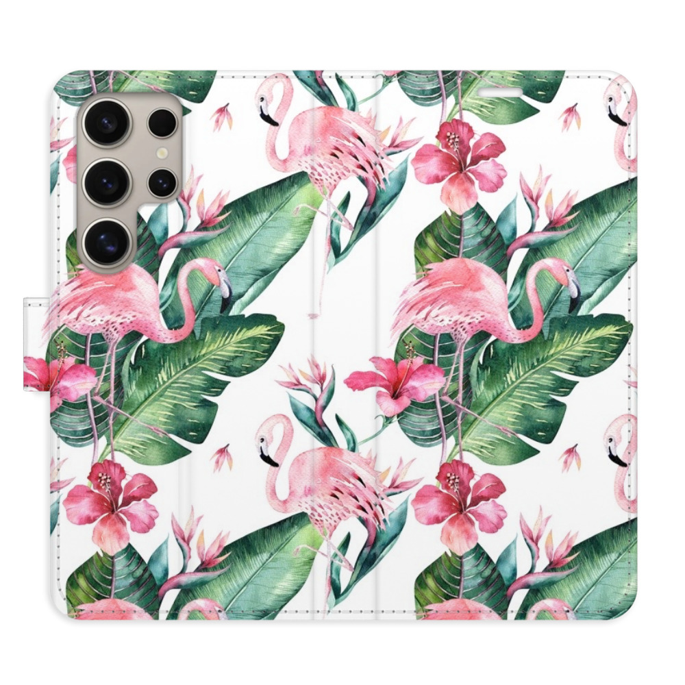 Flipové puzdro iSaprio - Flamingos Pattern - Samsung Galaxy S24 Ultra