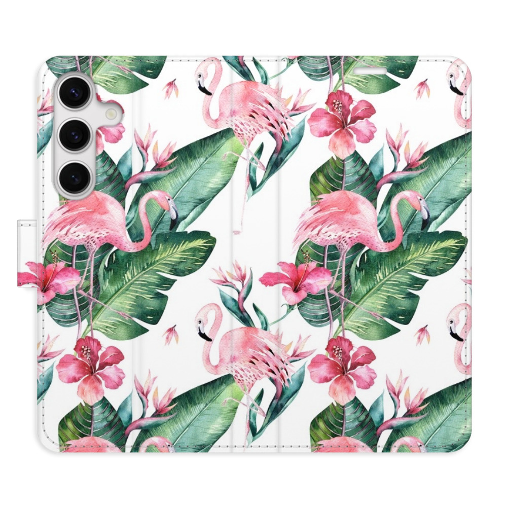 Flipové puzdro iSaprio - Flamingos Pattern - Samsung Galaxy S24