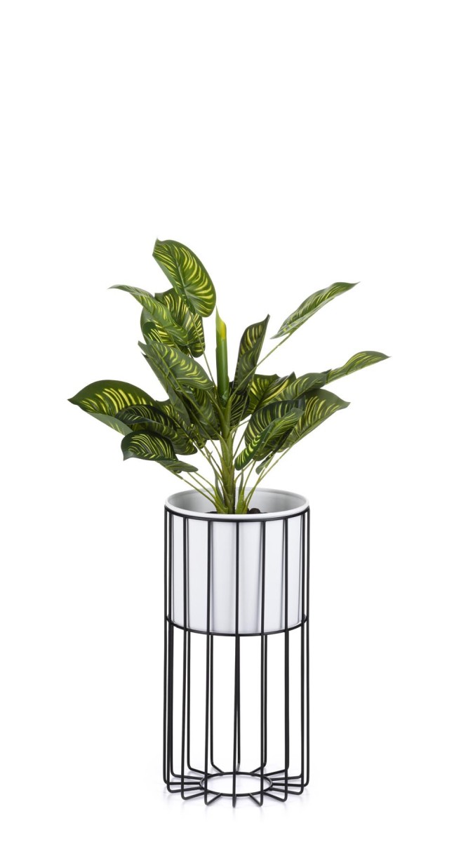 Květináč na stojanu LOFT III 42 cm černý/bílý