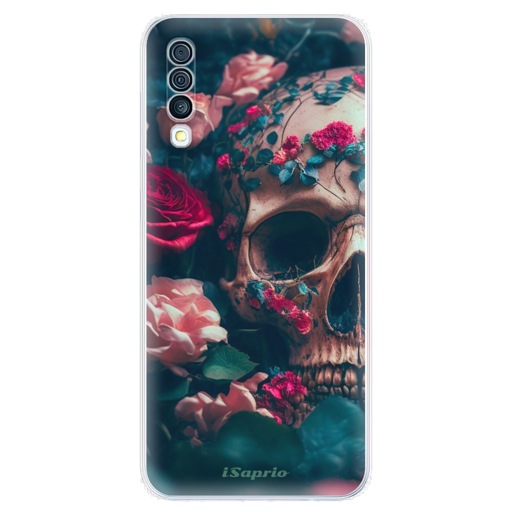 Odolné silikónové puzdro iSaprio - Skull in Roses - Samsung Galaxy A50