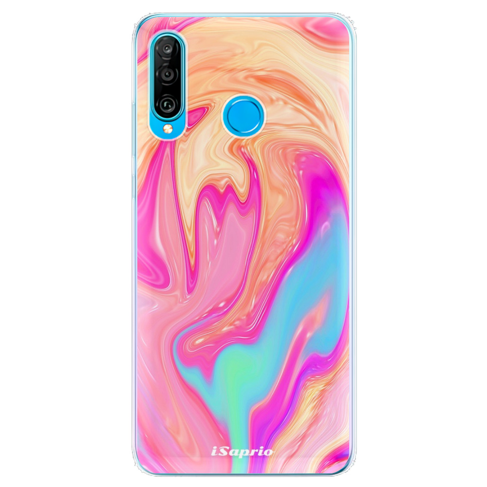 Odolné silikónové puzdro iSaprio - Orange Liquid - Huawei P30 Lite