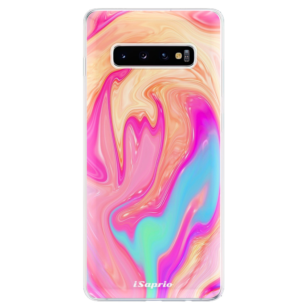 Odolné silikónové puzdro iSaprio - Orange Liquid - Samsung Galaxy S10+