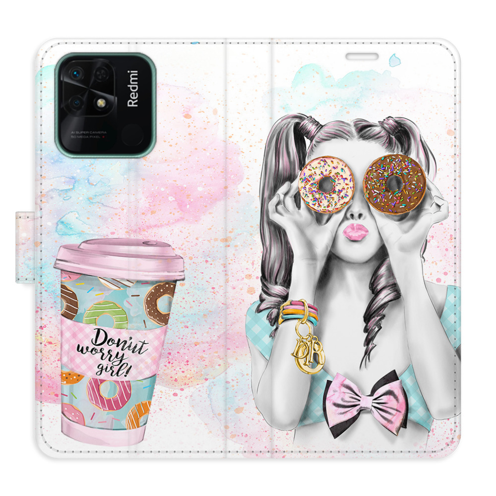 Flipové puzdro iSaprio - Donut Worry Girl - Xiaomi Redmi 10C