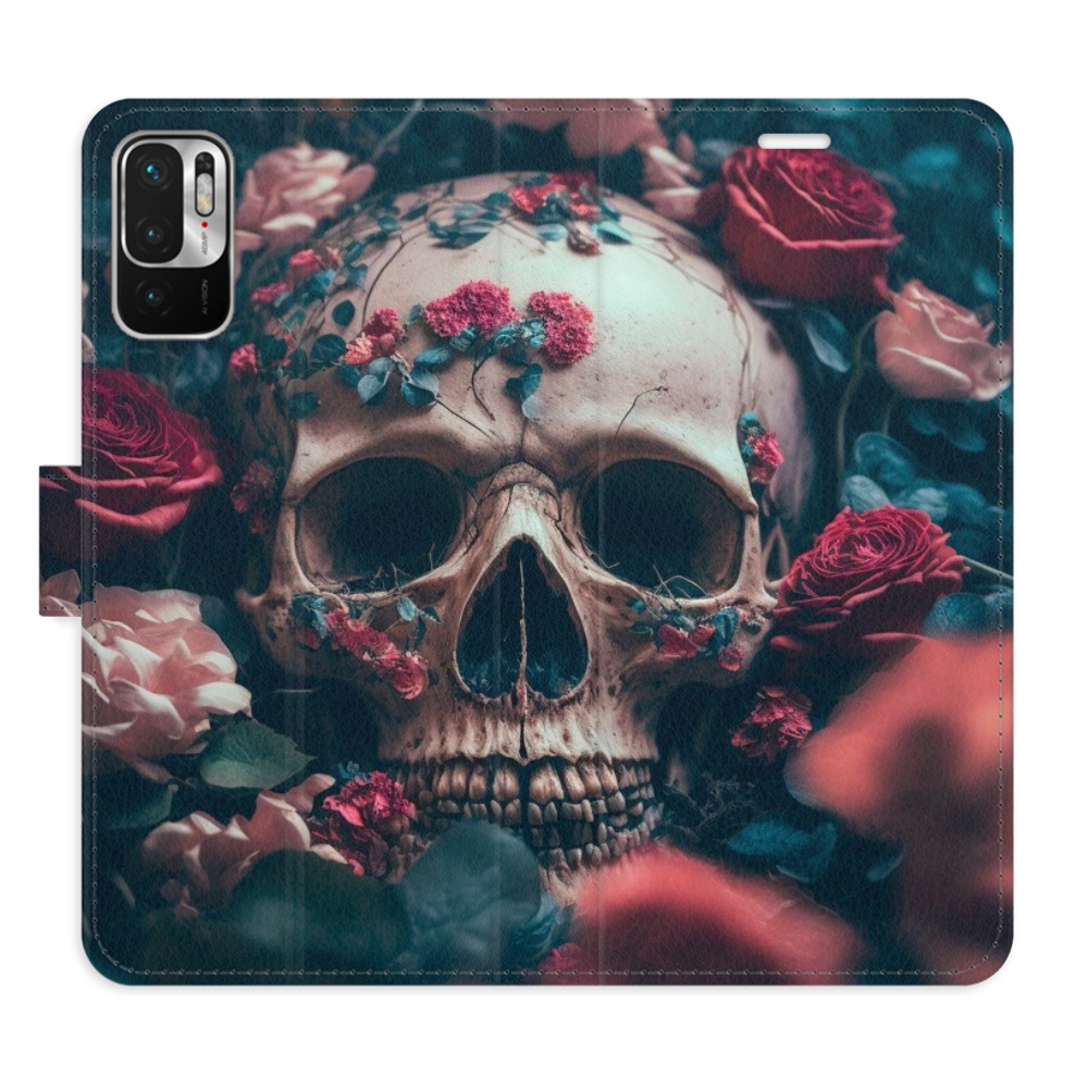 Flipové puzdro iSaprio - Skull in Roses 02 - Xiaomi Redmi Note 10 5G
