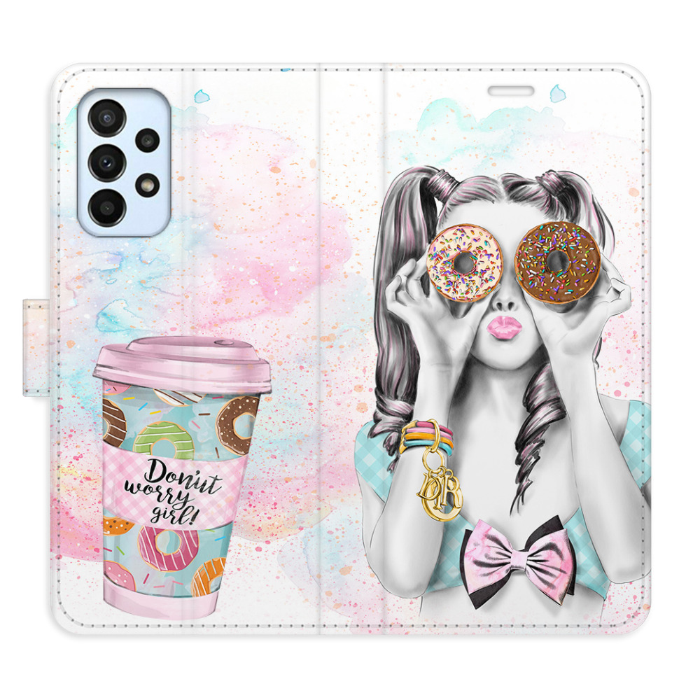 Flipové puzdro iSaprio - Donut Worry Girl - Samsung Galaxy A23 / A23 5G