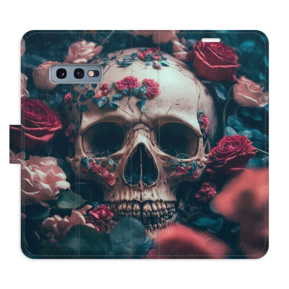Flipové puzdro iSaprio - Skull in Roses 02 - Samsung Galaxy S10e