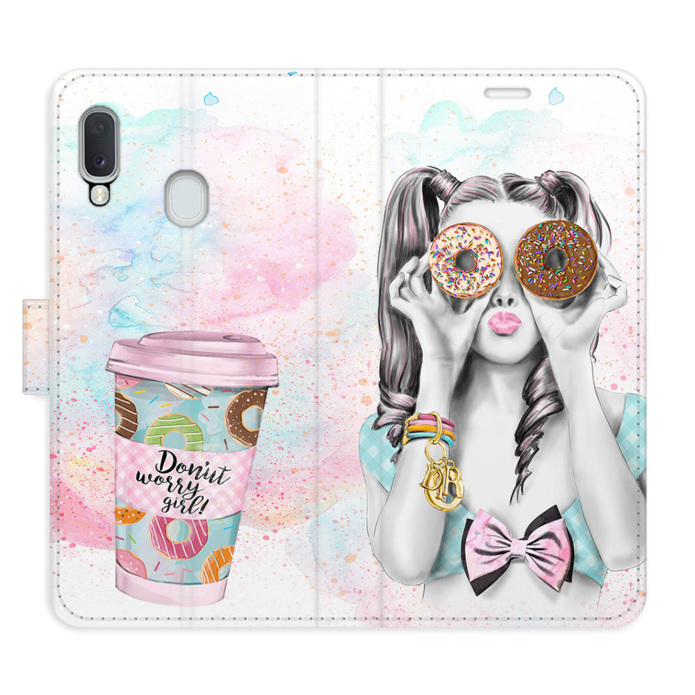 Flipové puzdro iSaprio - Donut Worry Girl - Samsung Galaxy A20e
