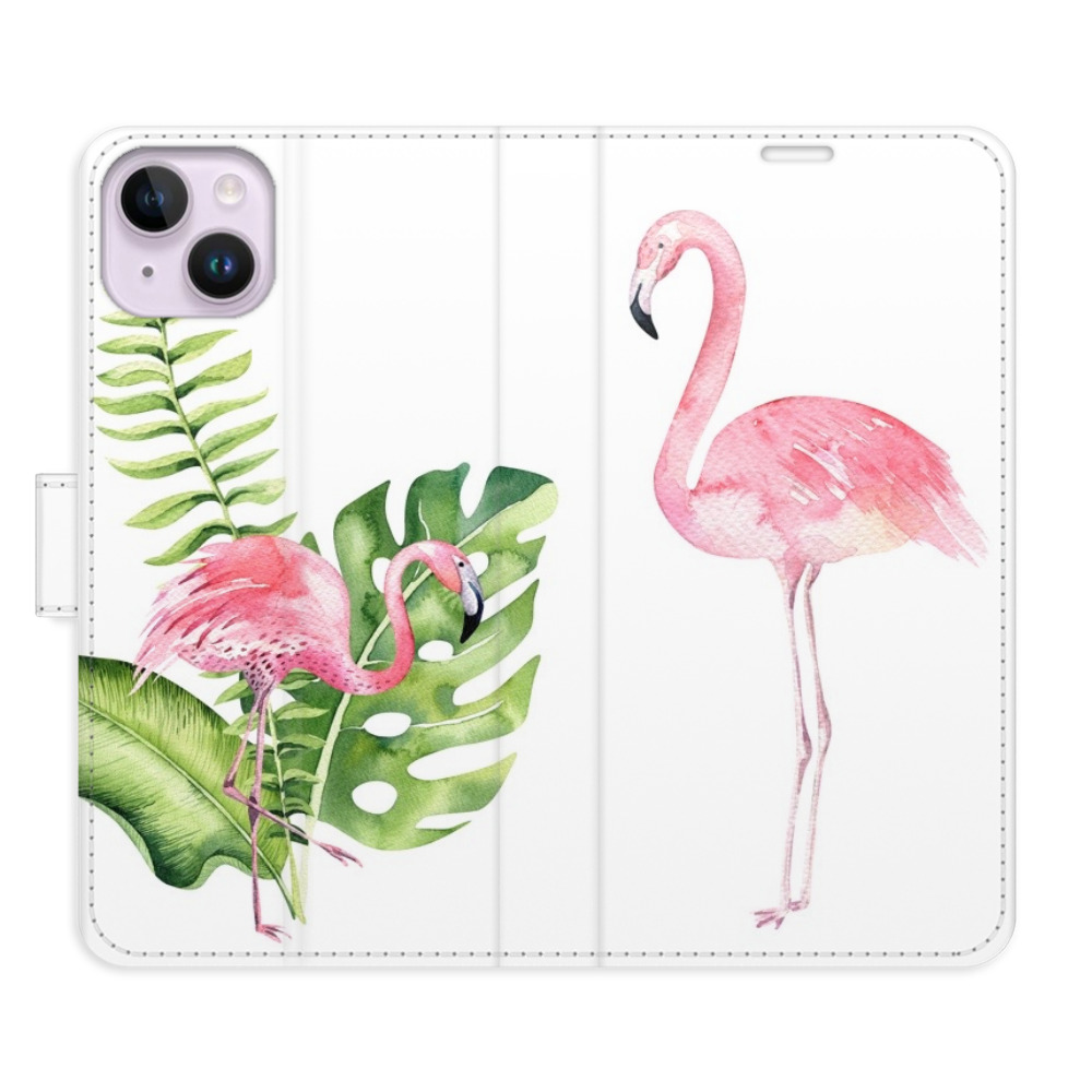 Flipové puzdro iSaprio - Flamingos - iPhone 14 Plus